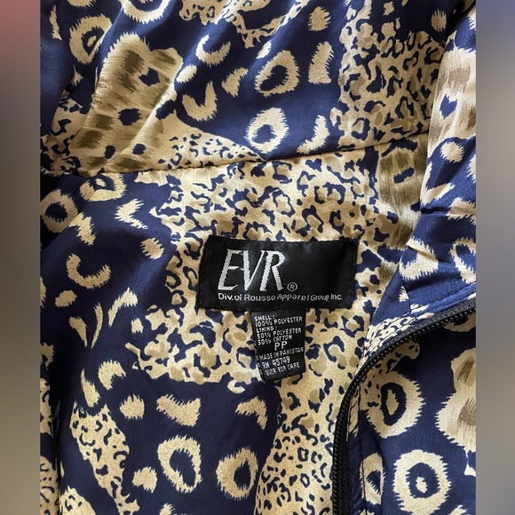 Vintage leopard print blue bomber jacket - fits a small/medium - Picture 5 of 6